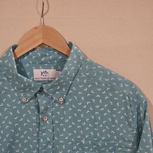 Southern Tide Short Sleeve Dolphin Print Button Down XL